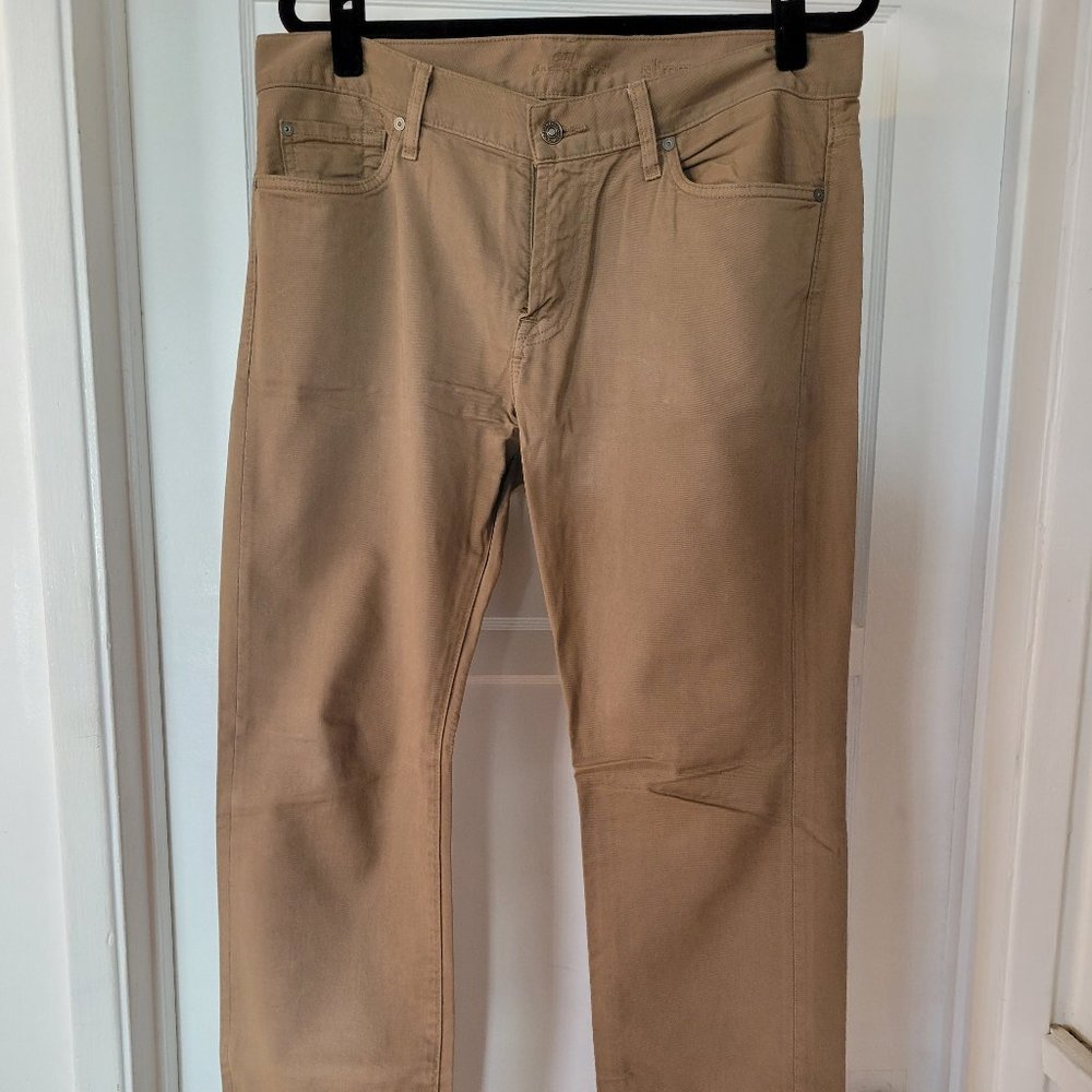 7 For All Mankind Khaki Jeans 34 Slimmy Near New Seven Denim Brown Tan